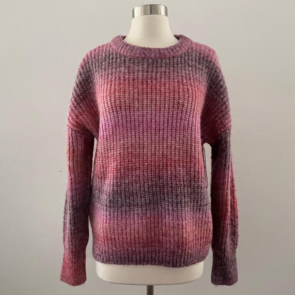 Rachel Zoe Chunky Knit Sweater Small Pink Pullover Cozy Colorful Ombré NEW